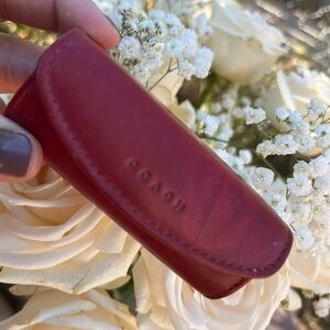 Vintage Coach Red Leather Lipstick Case